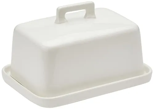 Maxwell & Williams IA0102 Butterdose, Weiß, Porzellan – Epicurious – mit abgerundeter Kante, Deckel-Griff, Geschenkbox