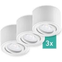 Oktaplex 3er Set Aufbauspot Lile S inkl. LED-Module 3-Stufen Dimmbar Warmweiß 3000K 230V Aluminium Weiß