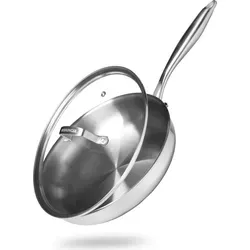 REISHUNGER Edelstahlpfanne unbeschichtet mit Deckel (⌀ 28 cm) - ofenfest bis 220 Grad - Perfekt für heißes Anbraten - Silber