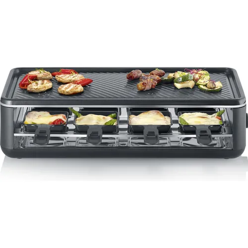 Black Line Lite Raclette-Grill RG 2365 - 1.300 Watt für gesellige Abende - Raclette-Grill für 8 Personen mit Antihaftbeschichtung und spülmaschinenfestem Zubehör - ideal für gemütliche Abende mit Freunden und Familie.