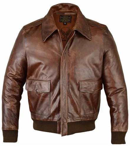 FIVESTAR Leather Herren A2 Lederjacke - Hochwertige Echtleder Bomberjacke - Funktionsjacke aus echtem Ziegenleder, weich und langlebig für einen stilvollen Look und optimalen Tragekomfort.