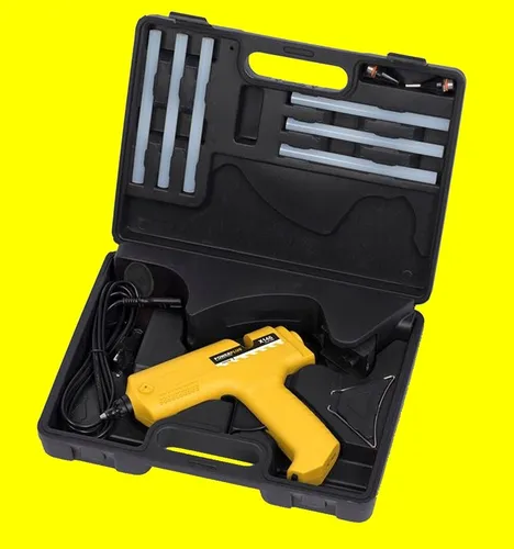 POWERPLUS Heißklebepistole POWX146, kabellos für präzise Bastelarbeiten - Heißklebepistole für Bastel- und Dekoarbeiten, kabellos und ergonomisch für punktgenaues Arbeiten. Inkl. Zubehör und praktischem Koffer.