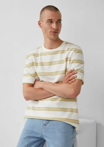 QS Kurzarmshirt T-Shirt Strukturiertes Jersey-T-Shirt mit Streifen