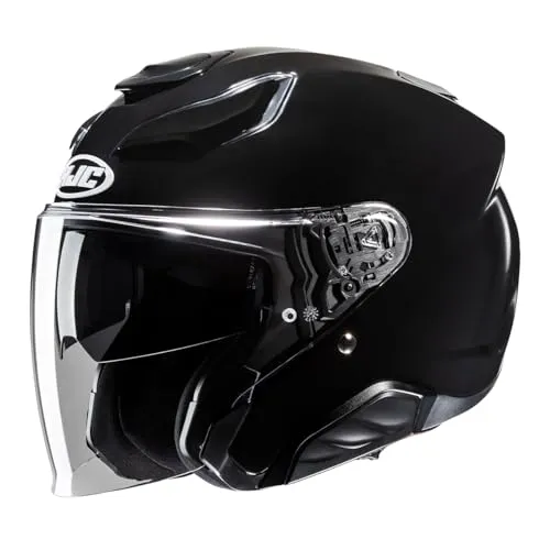 HJC F31 Solid Jethelm, schwarz, Größe XL für Männer - Motorradhelm mit überragender Passform und Komfort dank CAD-Technologie. Hochentwickelte Fiberglas-Schale und 'ACS' Ventilationssystem sorgen für optimale Belüftung.