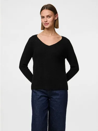 Pieces Pullover in Schwarz - L - Herren-Pullover mit recyceltem Polyester, V-Ausschnitt und lockerem Schnitt für einen lässigen Look.
