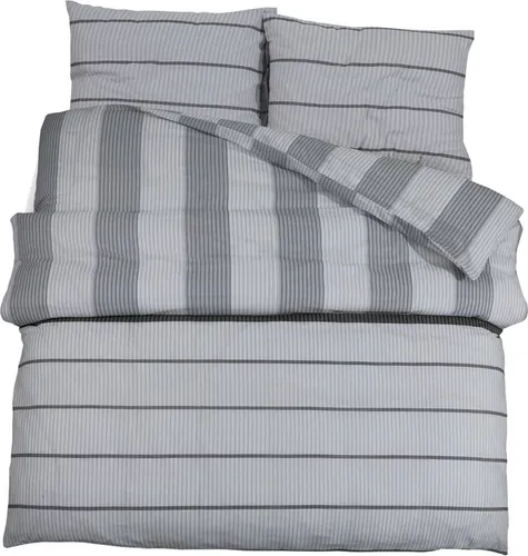 Bettwäsche-Set Grau 200x220 cm aus 100% Baumwolle - Bettwäsche für stilvolle Schlafzimmer, pflegeleicht und weich. OEKO-TEX zertifiziert für höchste Qualität, mit verstecktem Knopfverschluss und knitterfrei.