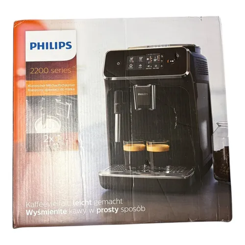 Philips Series 2200 Kaffeevollautomat - 15bar, 1500W, Schwarz (EP2220/10) - Kaffeevollautomat mit integriertem Milchaufschäumer, für vielfältige Kaffeevariationen wie Latte Macchiato und Cappuccino, ideal für Kaffeeliebhaber.