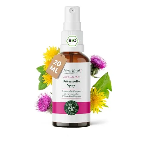 BitterKraft! Original BIO Bittertropfen alkoholfrei 20 ml Spray- nach Hildegard von Bingen – 9 erlesene Bitterkräuter