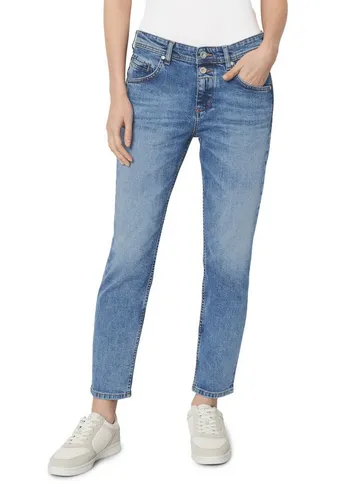 Marc O'Polo Damen Boyfriend Jeanshose mit Stretch, Blau - Nachhaltige Jeans im Boyfriend Fit, kombiniert sportliche Eleganz mit hohem Tragekomfort und idealer Bewegungsfreiheit dank Stretch-Anteil. Perfekt für jeden Anlass!