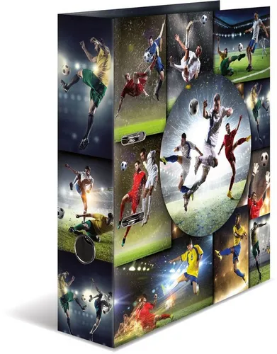 HERMA Aktenordner Motivordner A4 Football (10 Stück) - Praktische Aktenordner mit Fußball-Motiv, ideal für A4-Unterlagen. Robuste Hebelmechanik und 70 mm Rückenbreite für eine einfache Organisation.