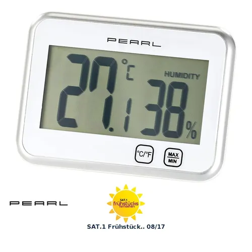 PEARL Digitales Thermometer & Hygrometer mit Minimum / Maximum, Touch