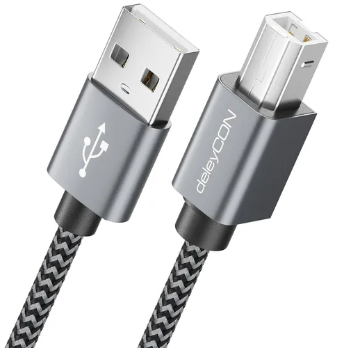 deleyCON 0,5m USB 2.0 Druckerkabel Scannerkabel Kurz USB A auf USB B Stecker für Laser Drucker Scanner Printer MIDI Kopierer Multifunktionsdrucker