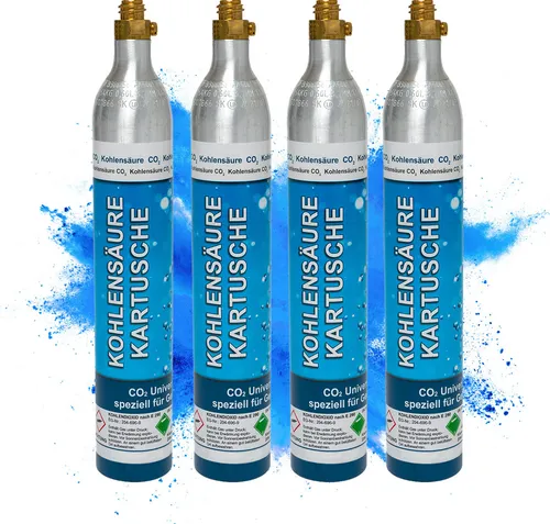 Bluecraft 4x CO2-Kartusche 425g für Sprudelwasser - Sonstige Küchenkleingeräte, verwandelt Leitungswasser in spritziges Wasser und reduziert den Einkauf von Flaschen – umweltfreundlich und einfach auszutauschen.