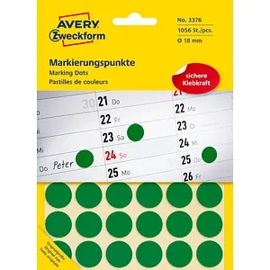 AVERY Zweckform Klebepunkte 3376 grün Ø 18,0 mm, 1.056 St.