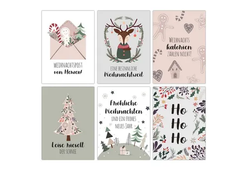 PAPIERDRACHEN Weihnachtskarte Weihnachtskartenset - liebevoll gestaltete Postkarten zu Weihnachten