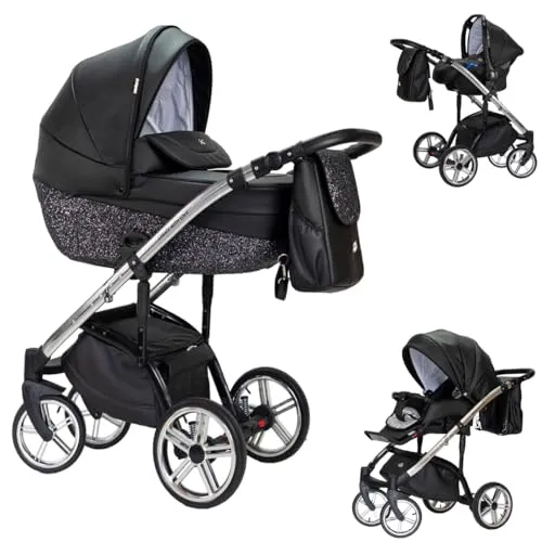 Kinderwagen-Set 4 in 1 Vip Lux inkl. Sportsitz und Autositz - 12 Teile - in 18 Farben