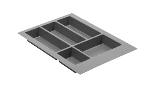 GTV - Schubladeneinsatz Axispace I Besteckkasten für Schubladen Besteckeinsatz Schubladeneinsatz Küche I Küchenschrank aus Kunststoff Besteckkasten Besteckaufbewahrung I Anthrazit 340 x 472 mm