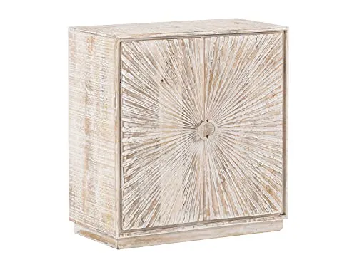 Woodkings® Kommode Sambia – Weiße Massivholz Anrichte mit Vintage-Charme - Kommode aus massivem Mangoholz in weißer Patina, handgefertigt, 2-türig mit viel Stauraum, fertig montiert und sofort einsatzbereit – ideal für stilvolle Wohnräume.