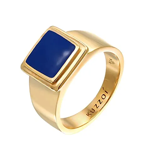 Kuzzoi Siegelring Quadrat Emaille 925 Silber goldfarben 66 mm - Eleganter Siegelring aus 925er Silber mit quadratischem Design und Emaille-Finish, perfekt für stilvolle Akzente.