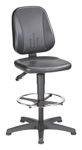 bimos Arbeitsstuhl Unitec 3, höhenverstellbar, schwarz - Ergonomischer Bürostuhl mit Fußring und Bodengleitern, ideal für langes Sitzen bis 8 Stunden, belastbar bis 120 kg, umweltfreundlich und Made in Germany.