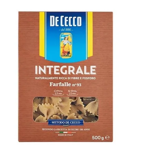 Pasta De Cecco Farfalle integrali n. 93 Vollkorn italienisch Nudeln 500 g