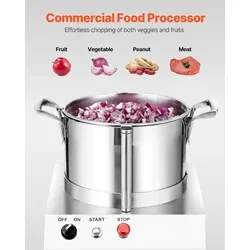 VEVOR Küchenmaschine Gemüsezerkleinerer 6 L Gemüseschneider aus lebensmittelechtem Edelstahl mit 2 zusätzlichen S-Kurvenklingen, multifunktional zum Zerkleinern von Gemüse Obst Getreide Nüssen