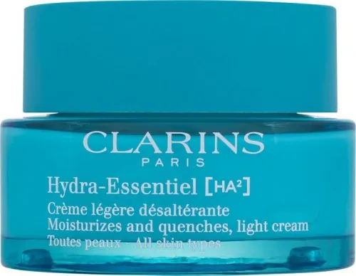 CLARINS Hydra-Essentiel Crème légère désaltérante - 50 ml - Leichte Feuchtigkeitscreme für alle Hauttypen, ideal für ein mattes Finish. Enthält Maniokpuder für ein samtiges Hautgefühl und unterstützt die natürliche Feuchtigkeitsbalance.