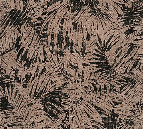 A.S. Création Vliestapete Borneo Tapete mit Palmenprint in Dschungel Optik 10,05 m x 0,53 m metallic schwarz Made in Germany 322631 32263-1