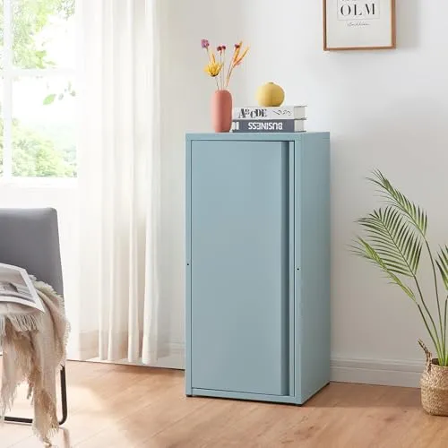 [en.casa] Metallschrank Burlöv Aktenschrank mit einer Tür - Aktenschrank mit 2 höhenverstellbaren Ablagen, ideal für Büro oder Werkstatt, bietet flexiblen Stauraum und zeitloses Industriedesign in graublau.