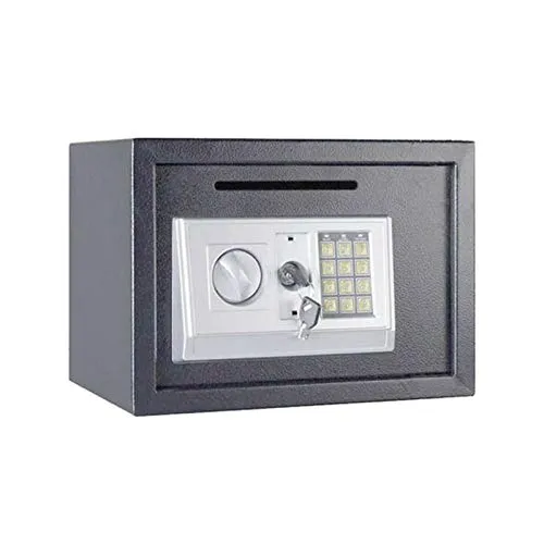 Tresor Wandtresor Möbeltresor mit Elektronikschloss Zahlenschloss und Schlüssel Mini Tresor mit Code Starker Haltbarer Stahl Safe 16L - Grau