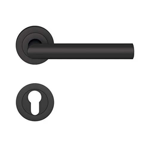 Karcher design Drückergarnitur ER 28 Rhodos PZ 39-43 mm schwarz - Türsicherungen mit eleganter Drückergarnitur, ideal für moderne Innenräume und sorgt für Sicherheit und Stil.