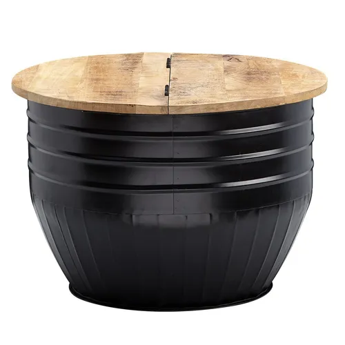 möbelando Couchtisch Mango Holz Metall 60 cm Industrial Style