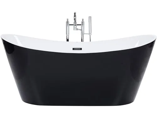 Freistehende schwarze Acryl Badewanne Antiqua 150 x 75 cm - Moderne freistehende Badewanne aus hochwertigem Acryl, elegant in Schwarz, ideal für ein luxuriöses Badeerlebnis mit einer Kapazität für eine Person.