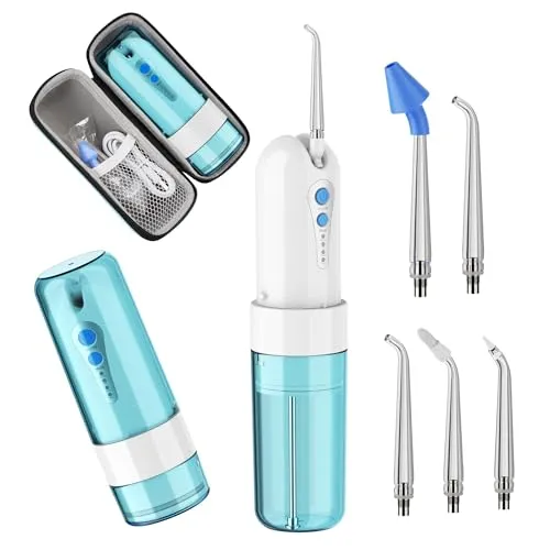 GEEDIAR Munddusche Testsieger Reise – Kabellose Zahndusche mit 4 Modi und 5 Ersatzdüsen