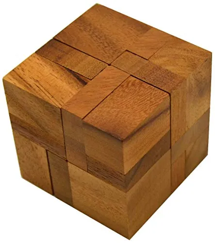 LOGOPLAY 6 Pieces in a Cube - 3D Puzzle - Denkspiel - Knobelspiel - Geduldspiel - Logikspiel aus Holz