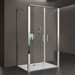 doporro Grossraumdusche U-Form Duschabtrennung - Elegante Duschkabine aus 8mm ESG-Sicherheitsglas mit beidseitiger NANO-Beschichtung. Ideal für stilvolle Badezimmer und einfache Montage mit Rechts- oder Linkseinstieg.