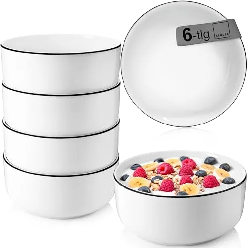 SÄNGER Müslischale Marlo Set, 6-tlg, Porzellan - Elegantes 6-teiliges Müslischalen Set aus hochwertigem, handgefertigtem Porzellan mit modernem Design. Mikrowellen- und spülmaschinenfest, ideal für den täglichen Gebrauch und besondere Anlässe.
