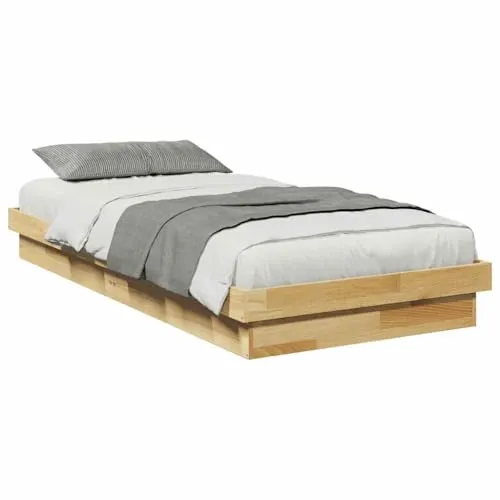 vidaXL Massivholzbett 80x200 cm aus Eichenholz - Massives Eichenholz-Bett für erholsamen Schlaf, mit Lattenrost für optimale Matratzenunterstützung. Ideal für kompakte Räume und sicher für Kinder.