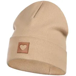 Smarilla Jerseymütze Mädchen Mütze Beanie Übergangsmütze gerippt Breiter Bund beige|braun 50/52