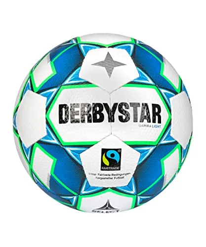 Derbystar Gamma Light V22 Fußball Weiss Blau Grün 4 - Trainingsball für Fußball, ideal für Freizeit und Techniktraining mit hervorragender Luftretention dank SR-Blase und hoher Strapazierfähigkeit.