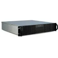 2U 20240 Server-Gehäuse schwarz - PC-Gehäuse mit 4 externen 5,25 Zoll und 8 internen 3,5 Zoll Einbauschächten, ideal für leistungsstarke Serverlösungen.
