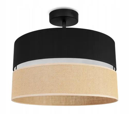 Deckenleuchte Jute Lampenschirm 40cm Schwarz - Lampen, stilvolle Deckenleuchte mit einzigartigem Jute-Lampenschirm, perfekt für ein gemütliches Ambiente in jedem Raum.