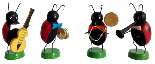 Frühlingsgruppe Marienkäfer 4-teilig Erzgebirge in türkis von Zenker