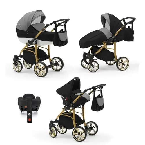Kinderwagen-Set 5 in 1 Neo Gold inkl. Sportsitz, Autositz und Iso Base - 17 Teile - in 22 Farben