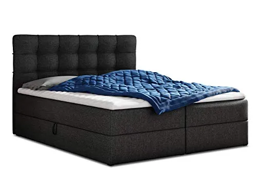 Boxspringbett Best mit 2 Bettkästen, 160x200 cm - Stilvolles Polsterbett mit Luxus Bonell-Matratze und Topper, bietet praktischen Stauraum durch zwei Bettkästen für Bettwäsche.