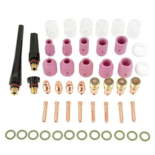 Set 49-tlg.WIG Schweißbrenner Verbrauchsmaterial Zubehör Kit Linsen-Gas Tungsten Zubehör Schweißen Kit Gaslinse Spannhülsengehäuse Kit für WP-17/18/26 WIG Schweißbrenner