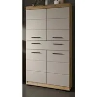 Inn.Furn Badezimmer Midischrank Shawn in Sand und Eiche 74 x 141 cm