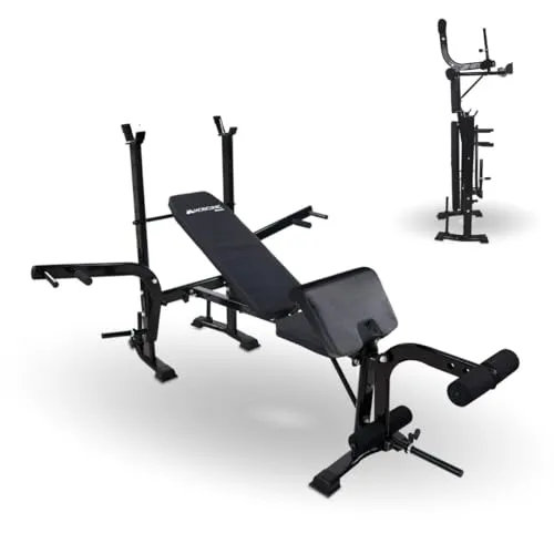 Mobiclinic® fitness, Multifunktionale trainingsbank, Pressfit, Verstellbar, Klappbar, Stahl, Belastbar bis 250 kg, Unterstützung für stangen, Ideal kraftübungen zu hause