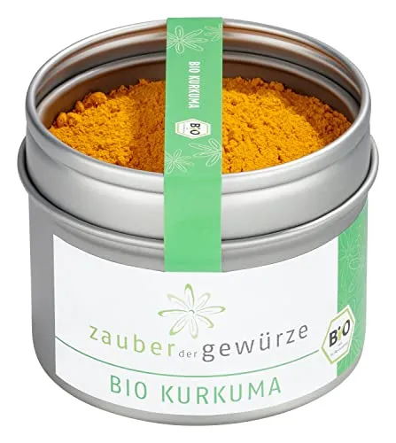 Zauber der Gewürze Bio Kurkuma Pulver, Bio Kurkuma, Kurkuma Pulver, 100% naturrein aus kontrolliert biologischem Anbau, Premium-Qualität, 55 g
