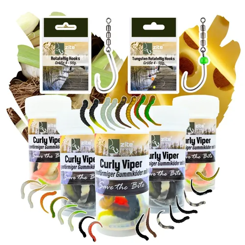 Gummiköder Forelle Curly Viper UL Starterset mit Rotorhaken von Zite